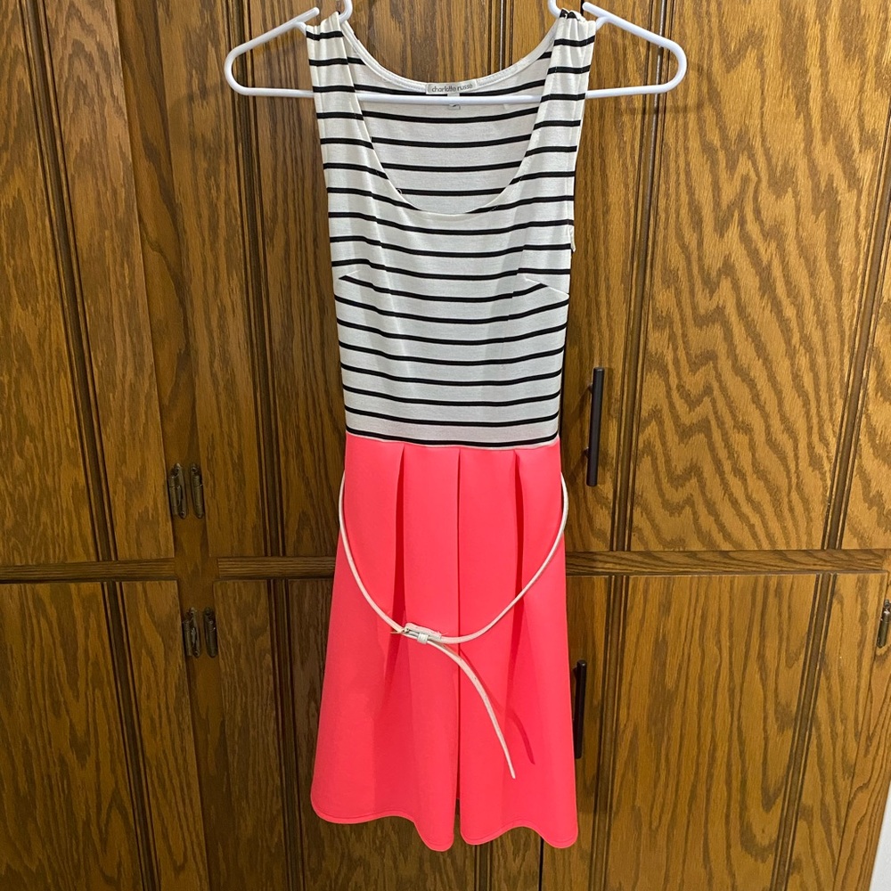 Juniors, Small, Charlotte Russe, Hot Pink/White/Black Tank Dress